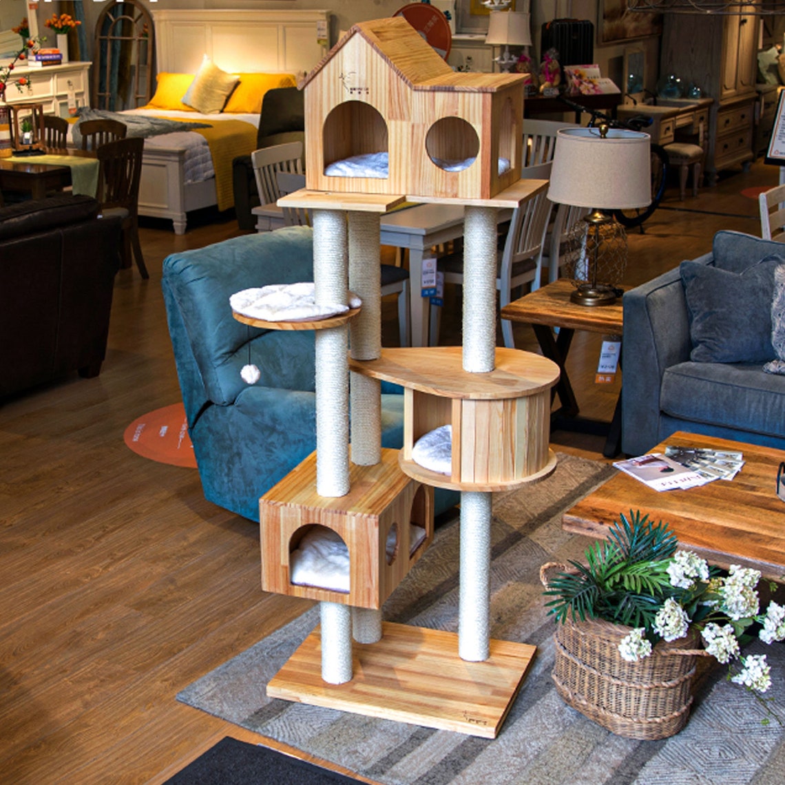 luxury-cat-tree-tower-luxury-cat-climbing-frame-modern-cat-etsy