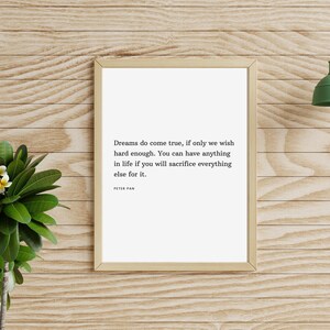 Peter Pan Nursery Quote, Peter Pan Quote Wall Art, Peter Pan Wall Art Print, Digital Art Print, Inspirational Wall Art, Book Page Print