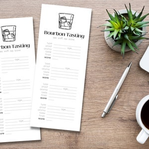 Printable Bourbon Tasting Scorecards, Bourbon Tasting Party Notes, Instant Download PDF, Digital Download, Drinking Game