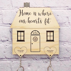 Personalized Maple Key Holder: Engraved Home Sweet Home, Couple Gift
