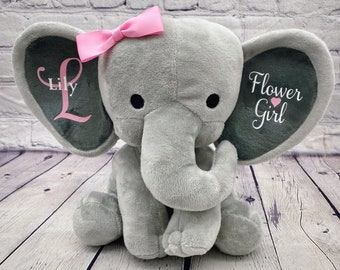Personalized Plush Elephant Flower Girl Gift: Wedding Keepsake