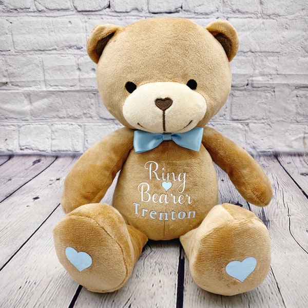 Ring Bearer teddy bear plush stuffed animal wedding gift for wedding party proposal