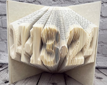 Wedding Date First Anniversary Wedding Anniversary Date Paper Anniversary Folded Book Art Book Lover Reading lover gift bookworm