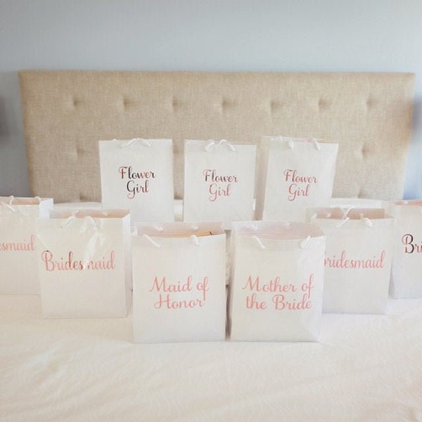Gift bag Wedding gift, bridesmaid gift, bridal party bag, personalized bag, gift idea, custom gift bag, white bag, gold, silver, rose gold