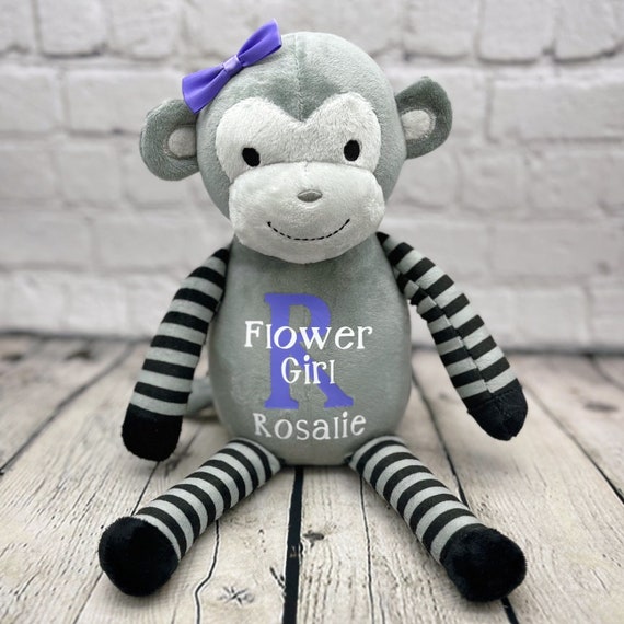 Plush Flower Girl Personalized Monkey Stuffed Animal Wedding Gift for Wedding Party Proposal Etsy