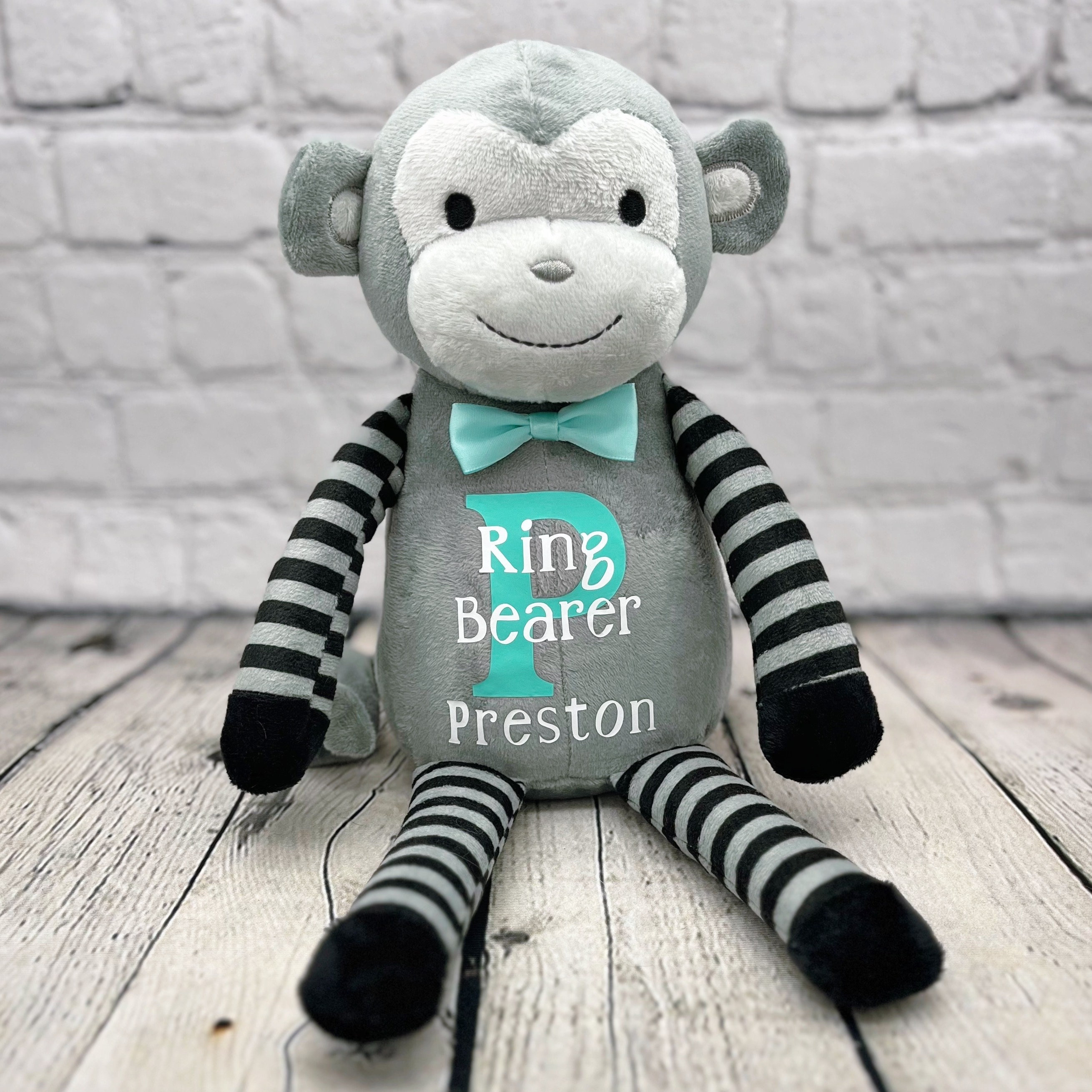 Personalized Plush Monkey Ring Bearer Gift