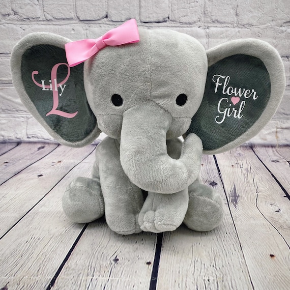 Personalized names ring bearer Flower Girl Plush Elephant gifts, Flower  Girl Proposal, Will You Be My