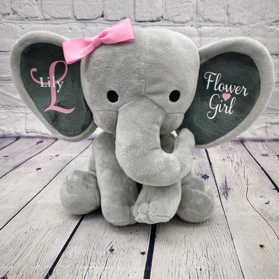 Flower Girl Plush Stuffed Animal Personalized Elephant Wedding Gift for Wedding Party Proposal Etsy