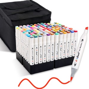 ARTIFY 120 Ultra Colors Art Markers, Fine & Broad Dual Tips Professional  Artist Markers in Case, Drawing Marker Set with Carrying Case