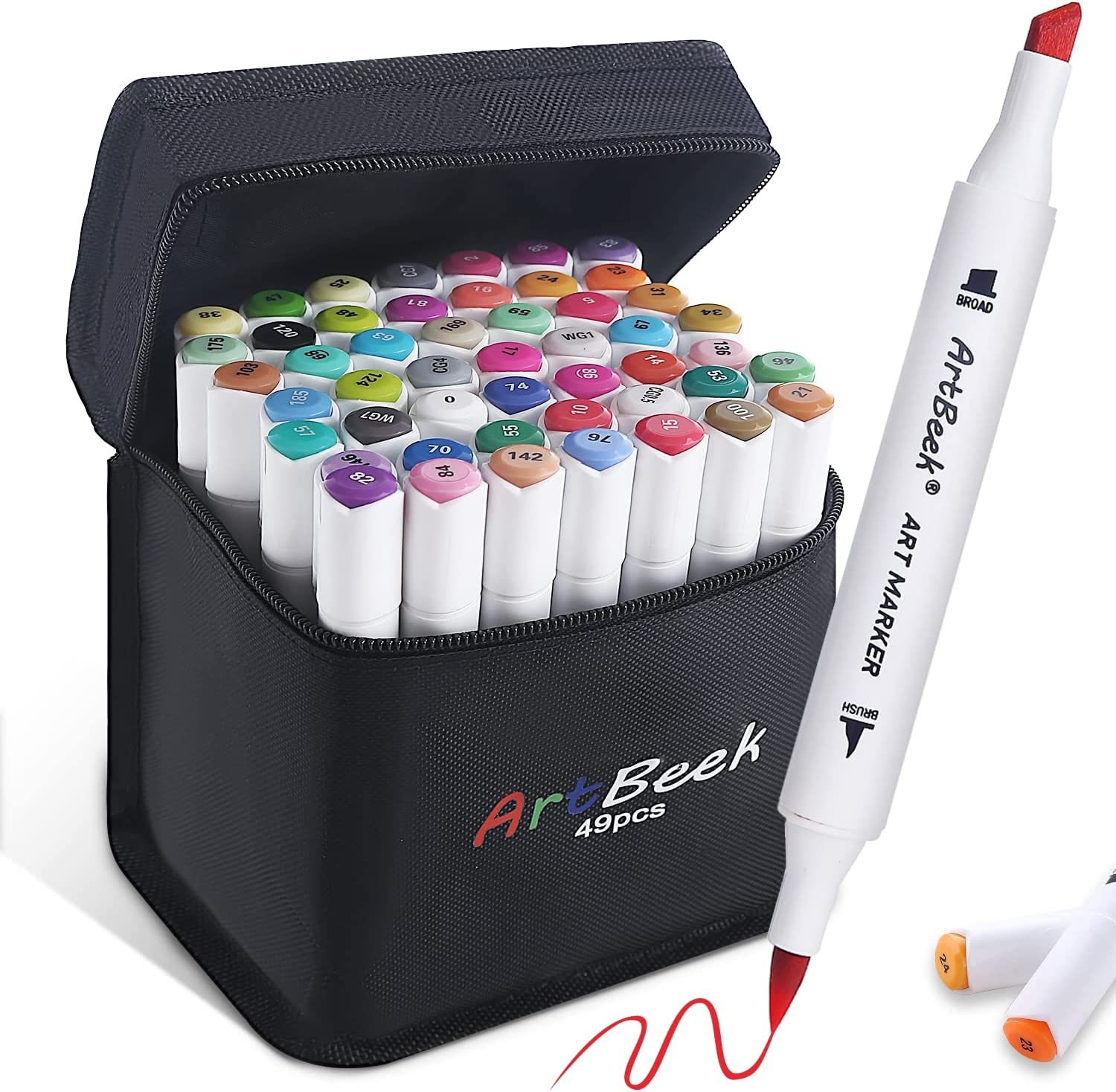 12 Colors Alcohol Markers, 2022 Latest Nylon Soft Brush Wide Chisel Dual  Tip Markers, Extremely Smooth, Safe, Quick-drying, Easy Mix Art Markers  with Black Handbag for Comic Sketch Drawing 