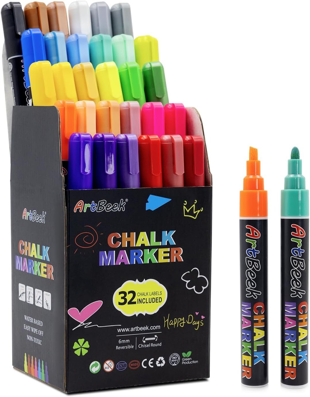 Artbeek 30 Colors Liquid Chalk Markers Erasable Nontoxic Dry Etsy