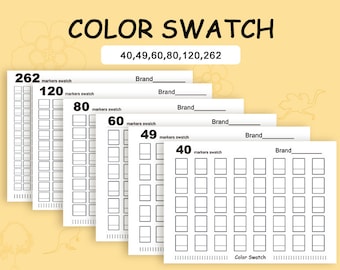 Marker Color Chart Printable: 40-262 Swatch Template (Digital PDF)