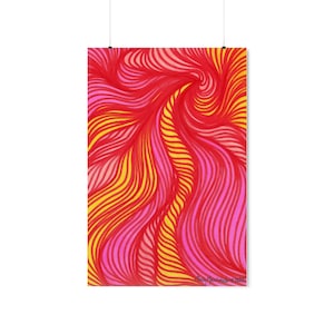 Psychedelic colorful pattern poster art, Psychedelic pink and yellow poster art, Psychedelic fine art drawing, Psychedelic pink poster art