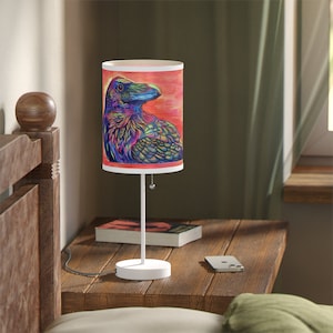 Bunte Krähenlampe, Bunte Rabenlampe, Krähenschreibtischlampe, Rabenschreibtischlampe, Rabentischlampe, Krähentischlampe, Vogelschreibtischlampe, Bunte Lampe