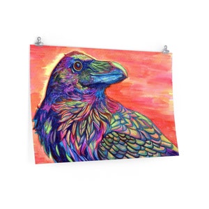 Colorful raven poster, Colorful crow poster, Rainbow crow art print, Rainbow raven art print, Colorful crow art print, Rainbow raven art