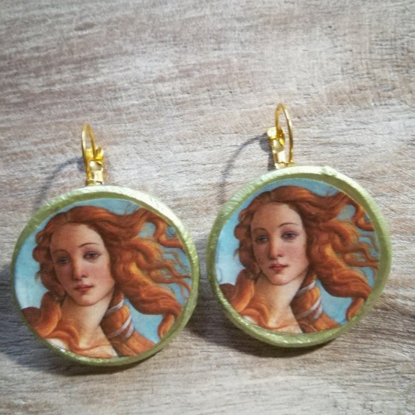 Boucles d'oreilles Vénus avec boucles d'oreilles levier de Botticelli