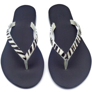 Slippers Apate Handgemaakte Leren Sandalen uit Griekenland Luipaard en Zebra afbeelding 7