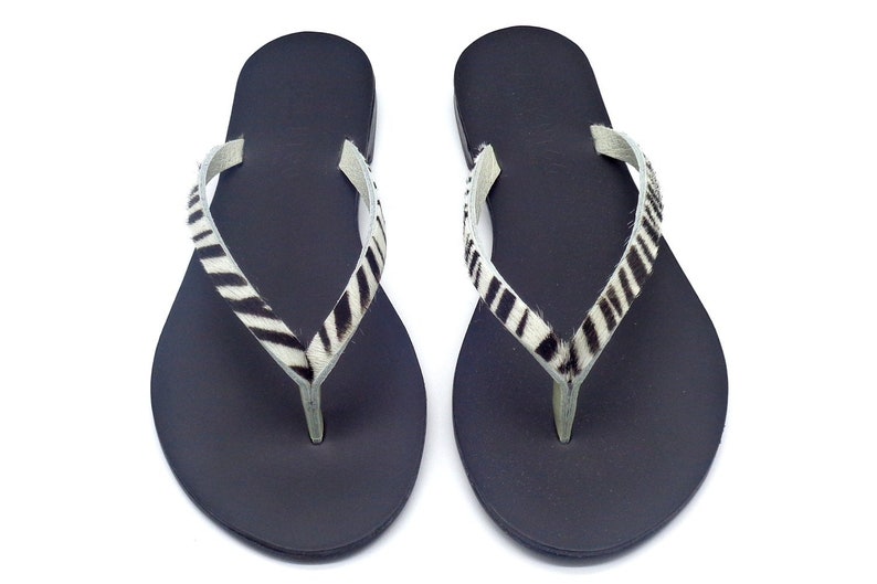 Slippers Apate Handgemaakte Leren Sandalen uit Griekenland Luipaard en Zebra afbeelding 7