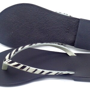 Slippers Apate Handgemaakte Leren Sandalen uit Griekenland Luipaard en Zebra afbeelding 8