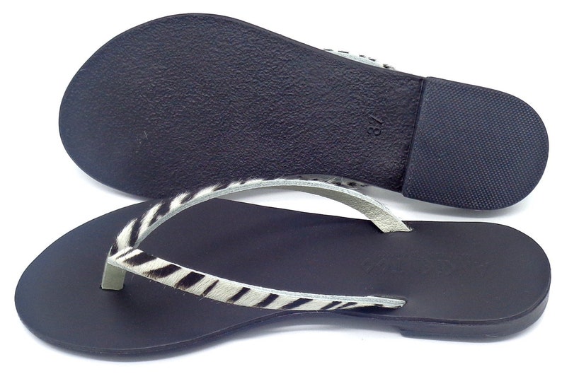 Slippers Apate Handgemaakte Leren Sandalen uit Griekenland Luipaard en Zebra afbeelding 8