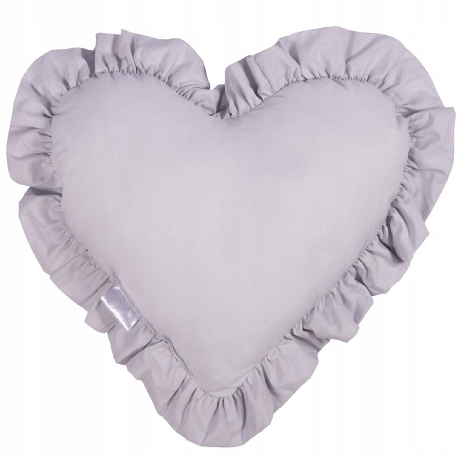 Cotton Light Grey Heart Pillow With Frill /decorative Pillow for Baby