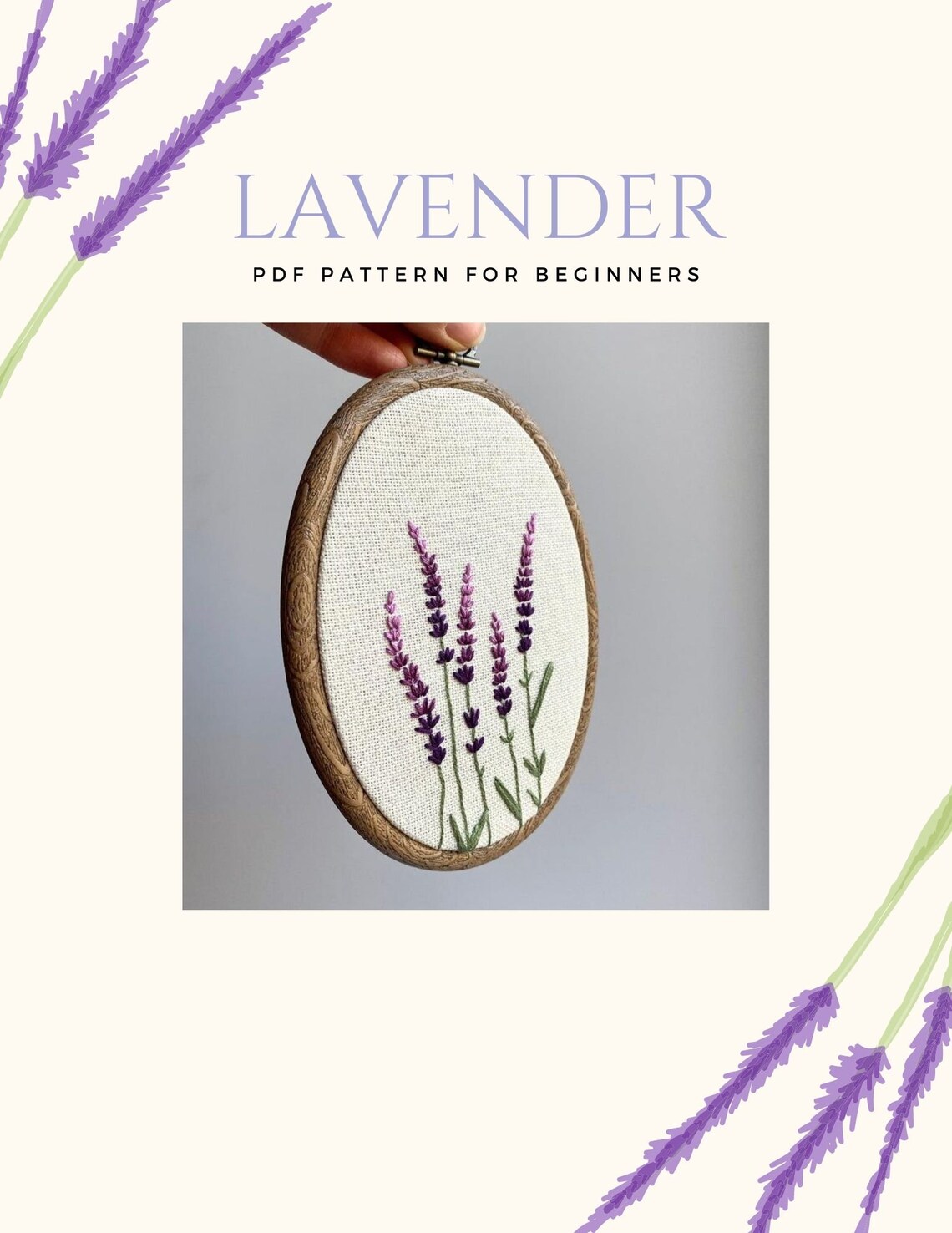Lavender Embroidery Pattern for Begginer Full Embroidery Etsy