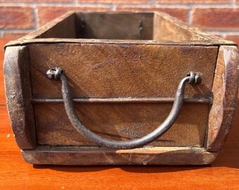 Antique Indian Brick Mould Box Container Storage With Handles