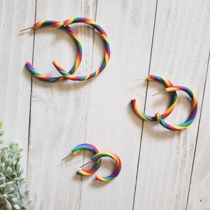 Rainbow Hoop Clay Earrings