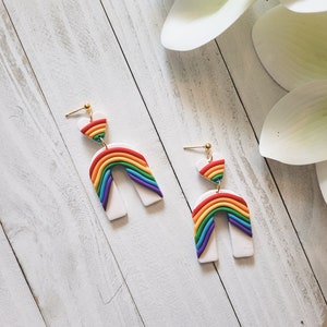 Rainbow Arc Dangle |  Clay Earrings | Pride