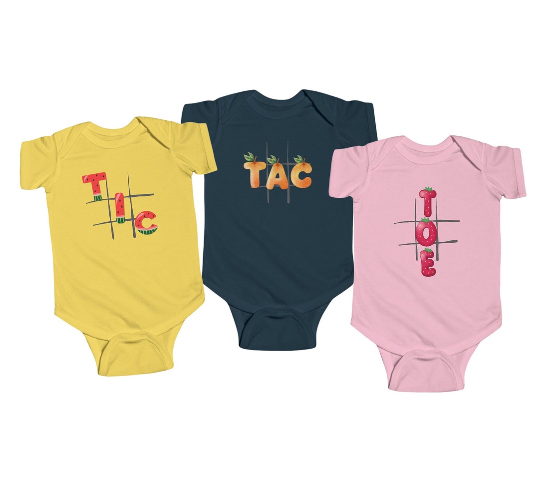 thumbnail image 2 of Triplet Baby Bodysuit Set With Hat - Matching Outfits For Newborn Triplets Or Twins 2 of 11