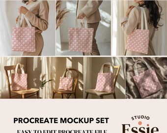 Tote Bag Mockup Bundle | Procreate Canvas Bag Template (Digital Download)