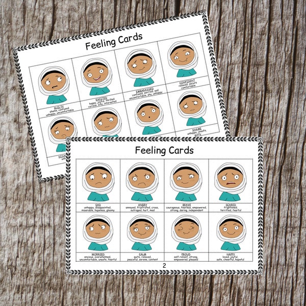 FEELINGS and EMOTION CARDS for Muslim Girls| Islamic Parenting | Digital Toolkit for Personal Growth and Spiritual Reflection | Education