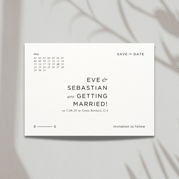 SAVE-THE-DATE template | effortlessly chic, sophisticated, minimalist invite | clean lines, monochromatic, anti-bride inspired