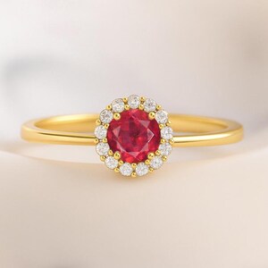 Natural Red Ruby Gemstone Statement Ring, Genuine Ruby Gemstone Gold Ring, July Birthstone Ring, Ruby Statements Jewelry, Gift for Her