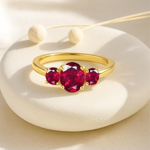 Natural Red Ruby Gemstone Statement Ring, Genuine Ruby Gemstone Gold Ring, July Birthstone Ring, Ruby Statements Jewelry, Ruby Gift for Her