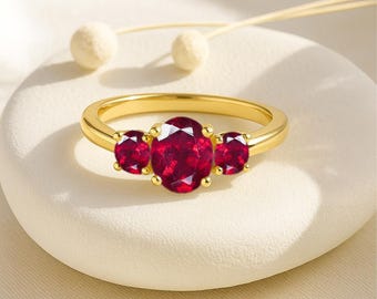 Natürlicher Roter Rubin Edelstein Statement Ring, Echter Rubin Edelstein Gold Ring, Juli Birthstone Ring, Rubin Statements Schmuck, Rubin Geschenk für Sie