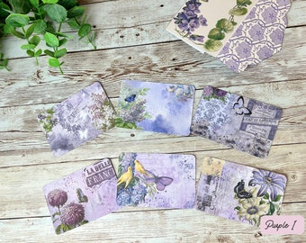 6 Floral Purple Sticker Set - Vintage - Die Cut - Stationary - Scrapbooking - Junk Journal  - Ephemera - Planner - Deco - Matte Paper 1