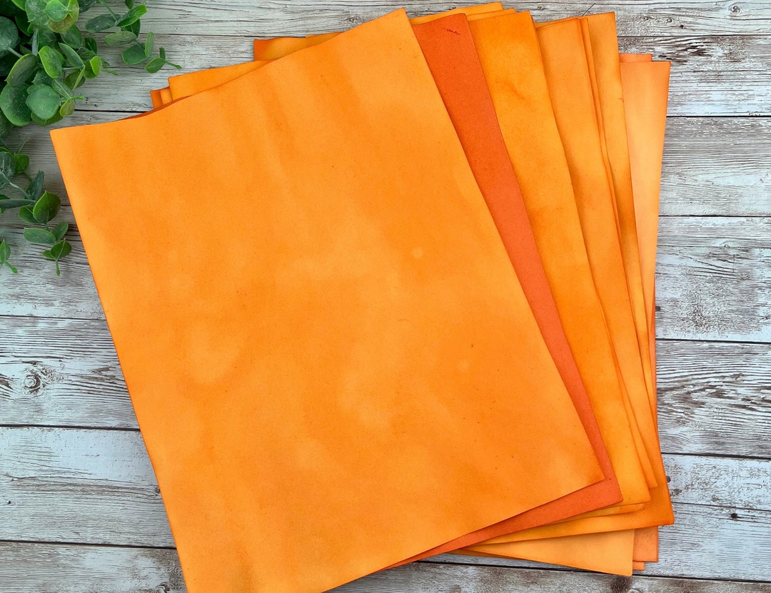 20 Sheets of Orange Dye Paper 8.5 X 11 in Stained Stationary Journal