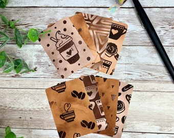 8 Coffee Theme Sticker Pack - Vintage - Die Cut - Stationary - Scrapbooking - Junk Journal  - Ephemera - Planner - Deco - Matte Paper