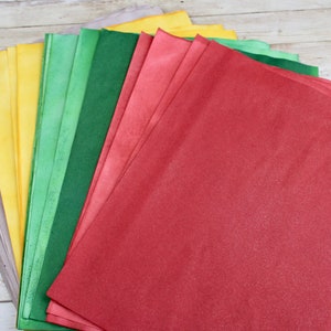 Holiday Pack- 20 Sheets of dyed- 8.5x11-glitter paper - 5 each - Tea dyed - Stained - Stationary - Journal Paper - Hand Dyed - Junk Journal