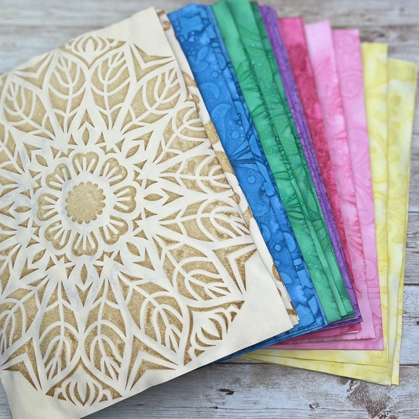 35 Sheets of Stencil Multicolored Dyed Paper - 5 of each color -8.5x11" - Coffee Dye - Stained - Stationary - Journal Paper - Hand Dyed