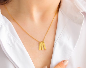 Collar de etiqueta de barra de oro sólido de 14k, collar de barra personalizado, collar de etiqueta minimalista personalizado, collar de oro de 14k, collar de oro sólido