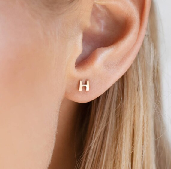 Extra Tiny Letter Earrings Dainty Letter Stud Earrings Small