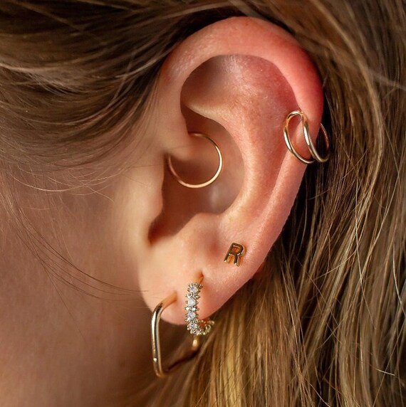 Tiny sale initial earrings