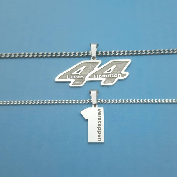 F1 Driver Number Necklace, Number Necklace for F1 Lovers, Number Necklace For Men, Name&Number Necklace, Hamilton 44 Necklace, Verstappen