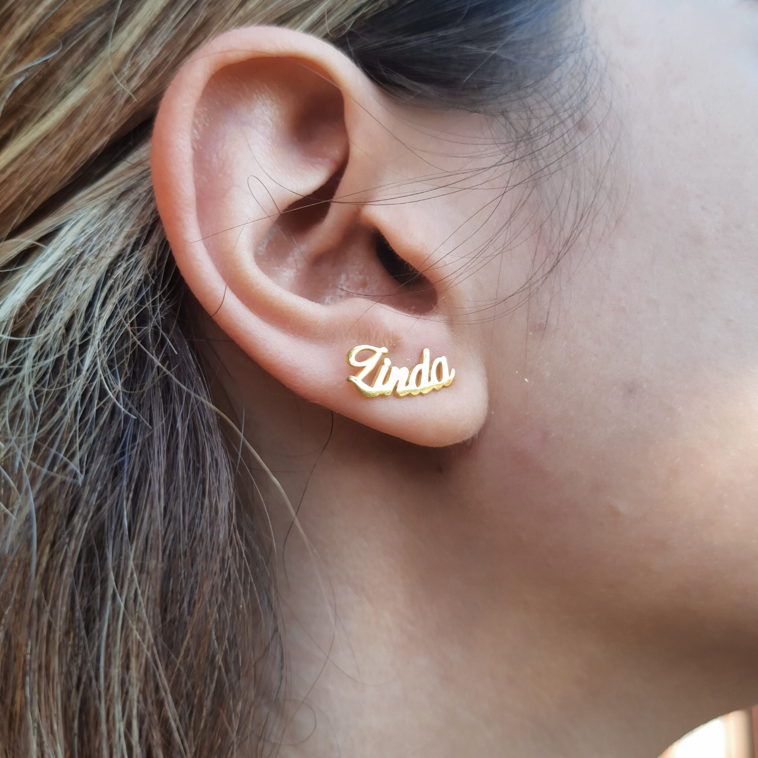 14k Solid Gold Name Earringsgold 