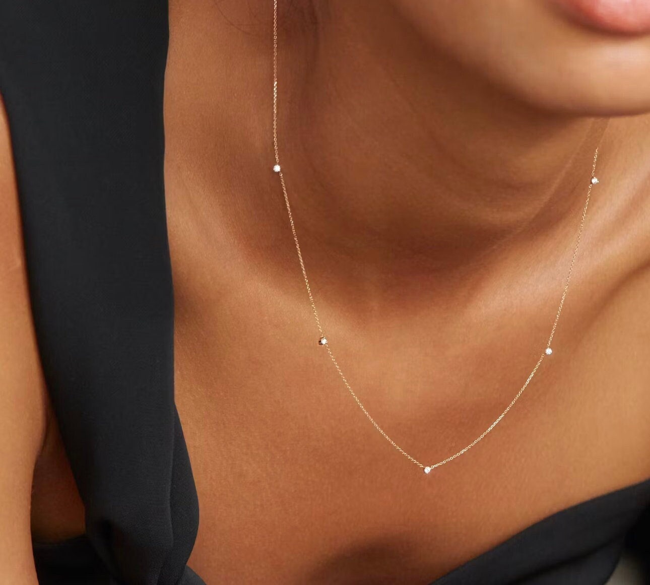 Vrai tiny diamond station necklace deals