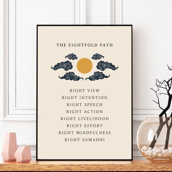 Eightfold path, Buddhism Print, Printable Buddha Wall Art, Spiritual Wall Decor, Digital Download
