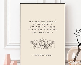 Thich Nhat Hanh Quote Print, Meditation Printable Wall Art, Mindfulness Wall Decor, Digital Download