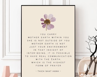 Thich Nhat Hanh Quote Print, Mother Earth, Mindfulness Printable Wall Art, Spiritual Home Decor